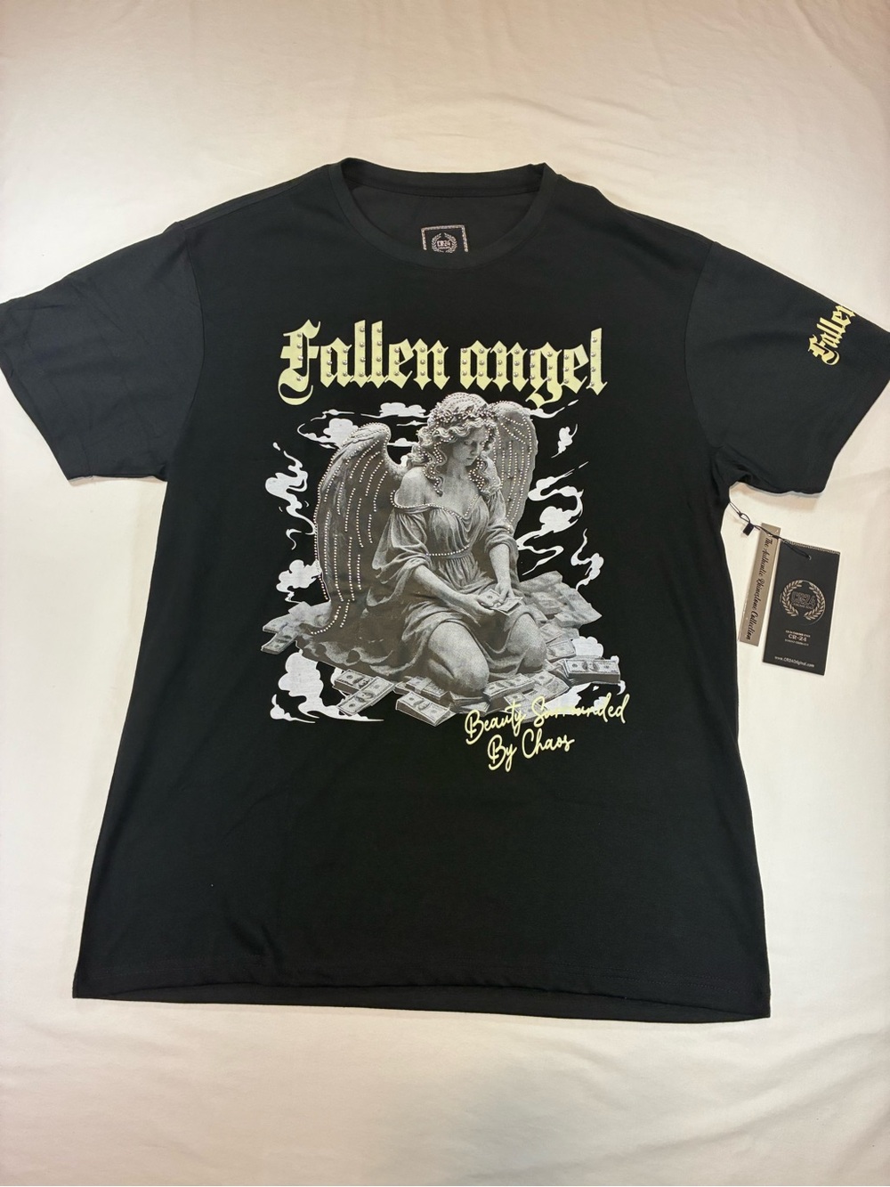 Fallen Angel Graphic Tee With Rhinestones